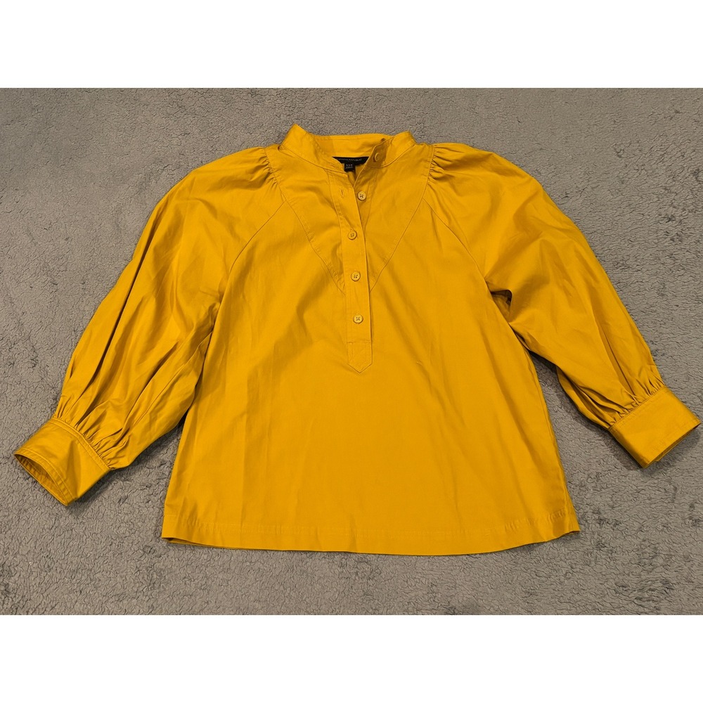 Banana Republic Mustard Yellow Cotton Puff Sleeve Popover Blouse XXS